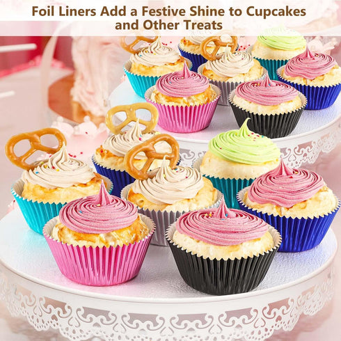 Gifbera Black Foil Baking Cups Standard Size Cupcake Liners Muffin Liner for Baking, 100-Count...