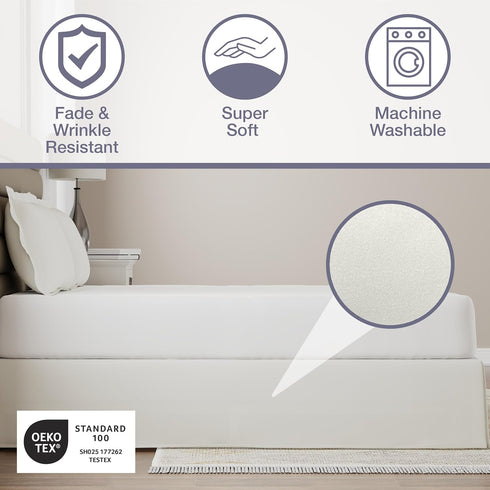 Lux Hotel Tailored Bed Skirt Classic 14" Drop Length Pleated Styling, Full, Ivory...