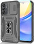 for Samsung Galaxy A15 5G Case with Sliding Camera Cover & Tempered Glass Screen Protector + Rotatable Ring Holder Kickstand Shockproof Slim Phone...