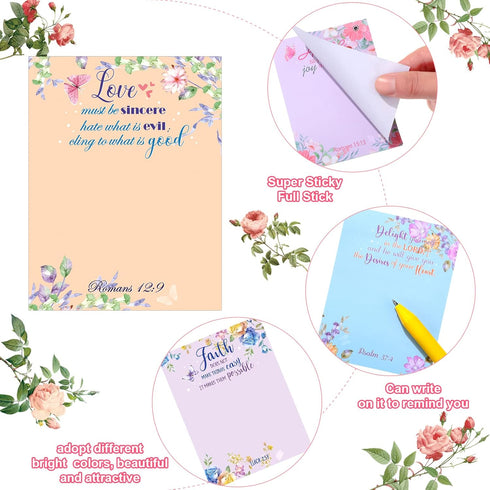 12 Pcs Cute Sticky Notes Biblical Sticky Notes 3 x 4 Inch Religious Sticky Note Pads Inspirational Sticky Notes Self Stick Note Pads for Reminders...