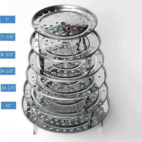 2 Pack 9-1/4" Pressure Cooker Canner Rack Stainless Steel Food Steamer Rack Cross Wire with 3 Short and 3 Tall Detachable Legs for Steamer Pot for...
