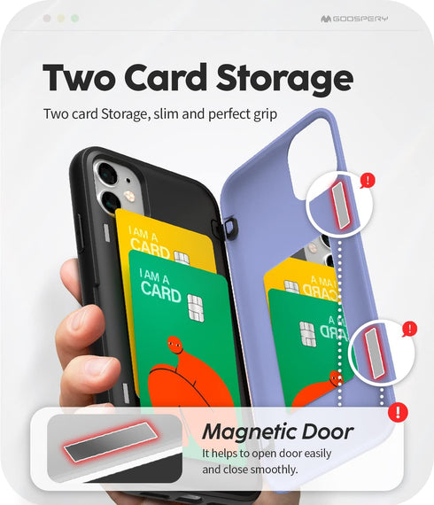 GOOSPERY Magnetic Door Bumper Compatible with iPhone 11 Case, Card Holder Wallet Easy Magnet Auto Closing Protective Dual Layer Sturdy Phone Back ...