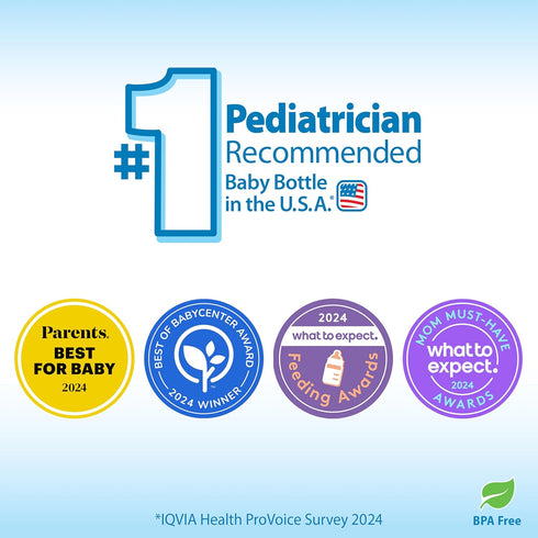 Dr. Brown's Anti-Colic Options+ Narrow Glass Baby Bottle with Level 1 Slow Flow Nipple, BPA-Free, 8 oz/250 mL, 1-Pack...