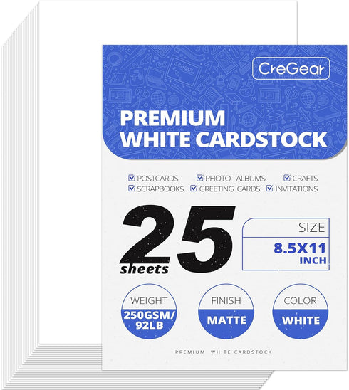 25 Sheets White Cardstock 8.5 x 11 Cardstock Paper, Thick Cardstock 92lb/250gsm Card Stock Printer Paper, Card Stock Printer Paper for Card Making...