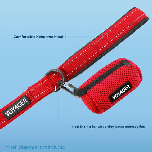 Voyager Reflective Dog Leash Collar Set with Neoprene Handle Supports Small, Medium, and Large Breed Puppies, Cute and Heavy Duty for Walking, Run...