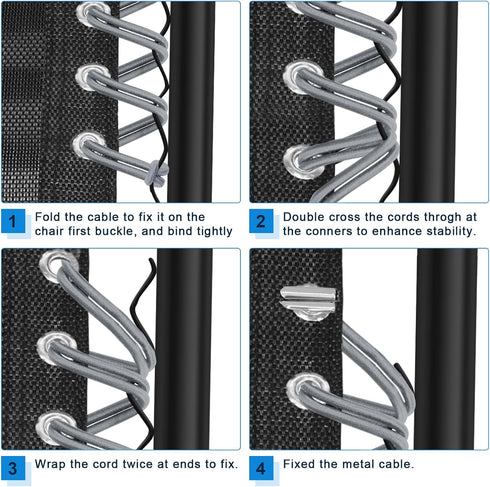 Universal Zero Gravity Chair Repair Cord Kit, 4 Pack Replacement Elastic Cords Repair Tool Kit for Repairing Zero Gravity Chair, Recliners (Silver...