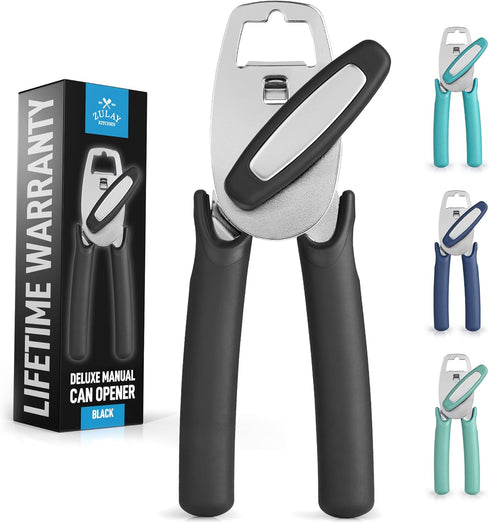 Zulay Kitchen Heavy Duty Stainless Steel Can Opener Manual with Large Bottle Opener - Rust Proof Manual Can Opener Smooth Edge and Easy Turn Knob,...