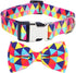 Dog Collars with Bow Tie Colorful Geometry Patterns, Small Puppy Dog Collars with Bow, Adjustable Dog Collar for XS Small Medium Large Dog (Colorf...