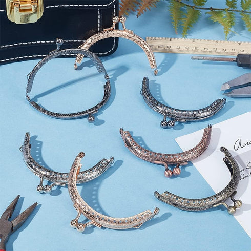 PH PandaHall 5 Color Purse Clasp Frame, 10pcs Wallet Kiss Clasp Lock Retro Arch Purse Coin Bag Frame Metal Purse Frame Clip for DIY Craft Purse Ba...