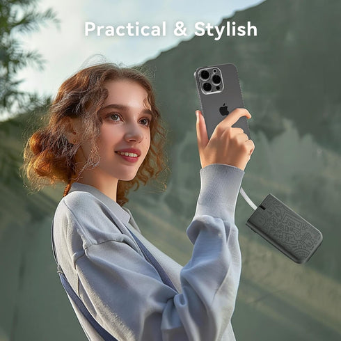 imuto Graffiti Style Portable Charger with Built-in Lightning Cable,22.5W Fast Charging 10000mAh Power Bank LED Display,Travel Essentials,Battery ...