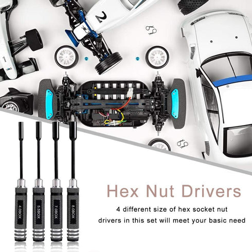 Makerfire 4pcs Hex Nut Drivers Screw driver Tools Kit Set for RC Helicopter RC Boat Rc Cars, Metal 4.0/5.5/7.0/8.0mm NUT Key Socket Screwdrivers...