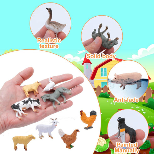 12 Pieces Farm Animals Figures Toys,Mini Farm Animal Figures,Plastic Farm Animals Figurines,Realistic Farm Animal Figures Educational Learning Toy...