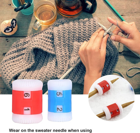 Plastic Knit Counter Knitting Crochet Stitch Marker Row Ring Sewing Tool Craft Accessories Two Color(One Set)......