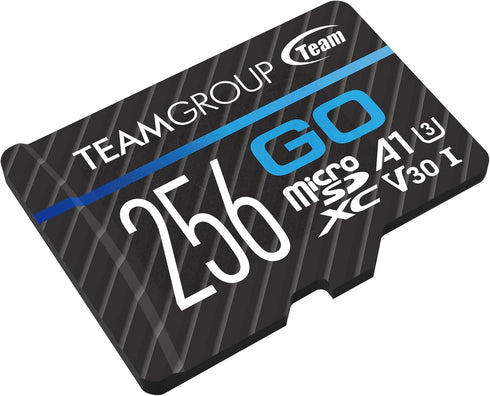 TEAMGROUP GO Card 256GB Micro SDXC UHS-I U3 V30 4K for GoPro & Action Cameras High Speed Flash Memory Card with Adapter for Outdoor, Sports, 4K Sh...