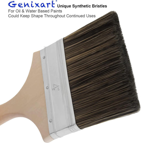 Double Thick Chip Paint Brush, 4 inch / 100mm Stain Brushes for Painting Walls and Fence Staining, Wooden Handle Masonry Paintbrush for Varnish, P...