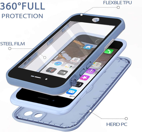 iPhone 8/7 /SE 2020 Waterproof Case Cover Built-in Screen Protector Fully Sealed Life Shockproof Snowproof Underwater Protective Cases for iPhone ...