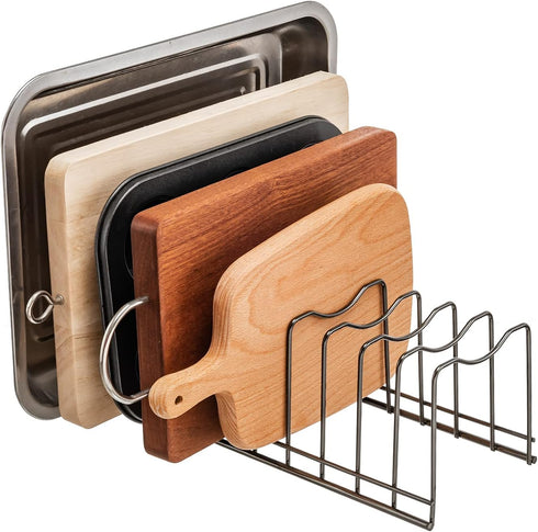 Pot Lid Holder Organizer, Kitchen Countertop Storage Rack Cutting Boards, Bakeware, Pots & Pans, Serving Trays, Reusable Containers in Cabinet Pan...
