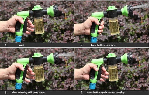 Garden Hose Nozzle Adjustable Hose Spray Nozzle High Pressure 8 Watering Pattern with 3.5Oz Soap Sprayer Power Garden Water Hose Foam Nozzle Spray...