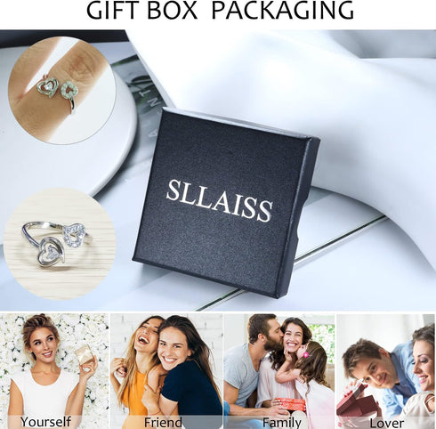 Sllaiss 925 Sterling Silver Heart Ring for Women White Gold Plated Open Adjustable Knuckle Rings Engagement Heart Ring Jewelry Gift For Her...