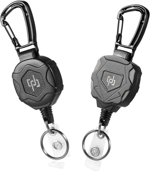 2 Pack Retractable Keychain Heavy Duty Carabiner Badge Holder, Tactical ID Badge Reel with 32” Steel Retractable Cord, 8.0 OZ...