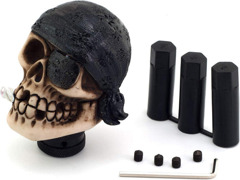 Skull Gear Knob Shifter, Car Stick Shift Handle One-Eyed Pirate Skeleton Style Fit Most Manual Automatic Transmissions, Black...