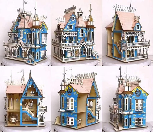 NWFashion Wooden Dream Dollhouse DIY Kits 3D Puzeele for Christmas Party Halloween House (Color Dream House)...