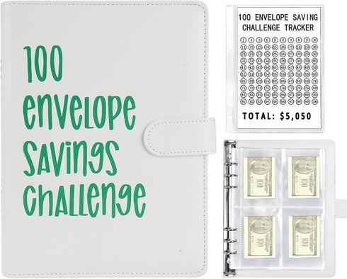 100 Envelope Challenge Binder,Easy and Fun Way to Save $5,050,Savings Challenges Binder with Cash Envelopes for Budgeting Planner & Saving Money (...