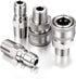 2 Sets NPT 3/8 Inch Stainless Steel Male and Female Quick Connector Kit Pressure Washer Adapters (External Thread)...
