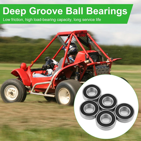 5pcs 6202RS Mini Bike Parts for Coleman CT200U CT200U-EX BT200X, Front and Rear Wheel Bearings Kit Replacement for Massimo Hensim 196cc Baja Warri...