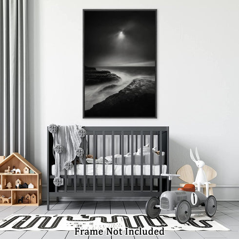 Black And White River And Rock Landscape Canvas Painting Modern Abstract Wall Art Scenery Posters and Prints Wall Decor Unframe Wall Artwork Home ...