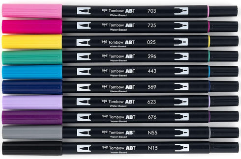 Tombow 56188 Dual Brush Pen Art Markers, Galaxy, 10-Pack. Blendable, Brush and Fine Tip Markers...