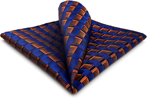 S&W SHLAX&WING Ties for Men Blue Copper Matching Pocket Square Only...