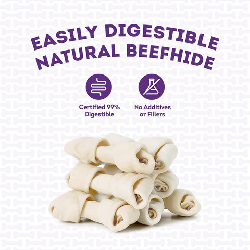 USA Beefhide Bones 5-6" Dog Chew Treats - Chicken Flavor, 7 Count/1 Pack...