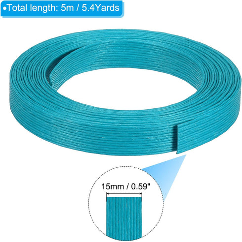 PATIKIL 5.4 Yards x 0.6" Paper Rattan Weaving Cane, 12-Ply Paper Rattan Weave Basket Weaving Supplies for DIY Rattan Woven Making, Deep Cyan...