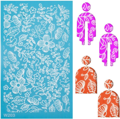 CREATCABIN Flower Silk Screen for Polymer Clay Reusable Silkscreen Printing Working with Clay Earrings Polymer Screen Print on Clay Stencil Tools ...