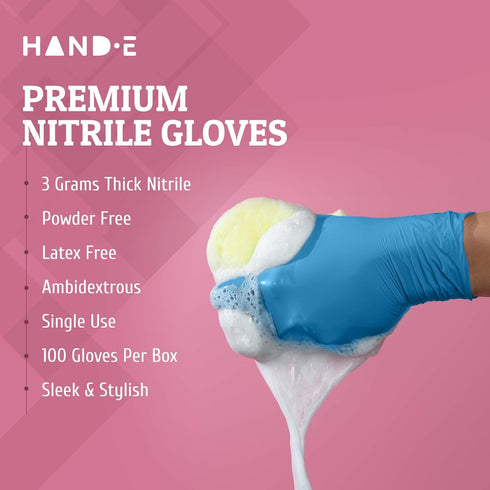 Hand-E Touch Blue Nitrile Disposable Gloves Large 100 Count - Latex Free Medical Exam Gloves, Powder Free Food Safe Cooking Gloves...