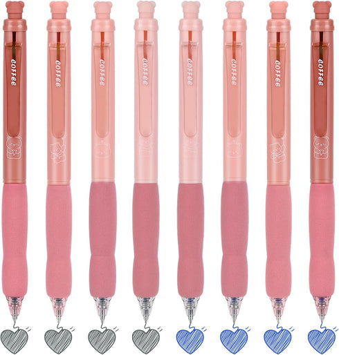 BAYTORY 8Pcs Retractable Erasable Gel Pens, 4 Blue & 4 Black Ink 0.5 mm Fine Point with Cute Eraser, Smooth Write Quick Dry School Office Note Tak...