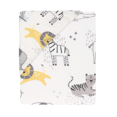 Lambs & Ivy Animal Jungle Soft 100% Cotton Jersey Baby Fitted Crib Sheet...