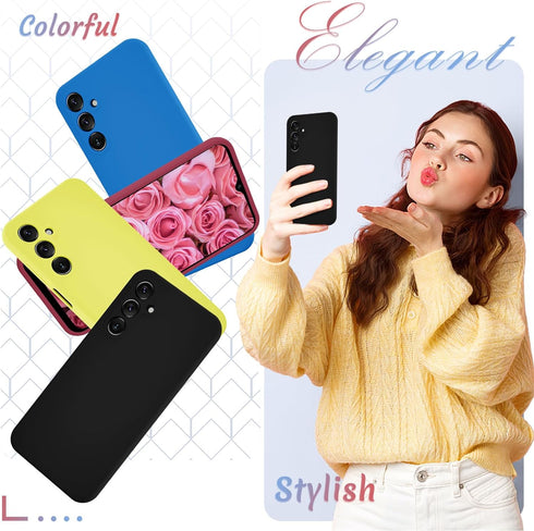 for Samsung Galaxy A15 5G Case, Silicone Phone Case with 1 Screen Protector, Soft Anti-Scratch Microfiber Lining, Full Body Shockproof Slim Cover,...
