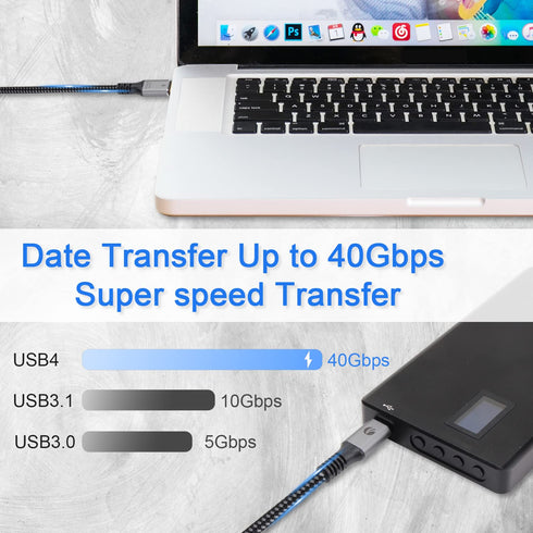 VCOM USB 4 Cable 240W for Thunderbolt 4 Cable 4ft 40Gbps Cable with 8K@60Hz 5K@60Hz or Dual 4K Video USB-C for Thunderbolt 3/4, Dell, iPad Air 4, ...