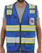 Reflective Safety Vest Blue Mesh, High Visibility Vest with Pockets and Zipper, Padded Neck, Blue with Yellow Trim L...