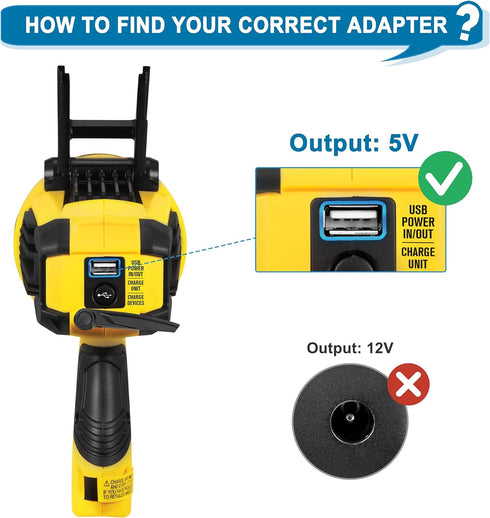 PwrON 5V USB Adapter for Stanley Fatmax Spotlight Charger Compatible with Stanley SL10LEDS SL10LEDSL TL450 TL600 SS4LS Flashlight Power Cord...