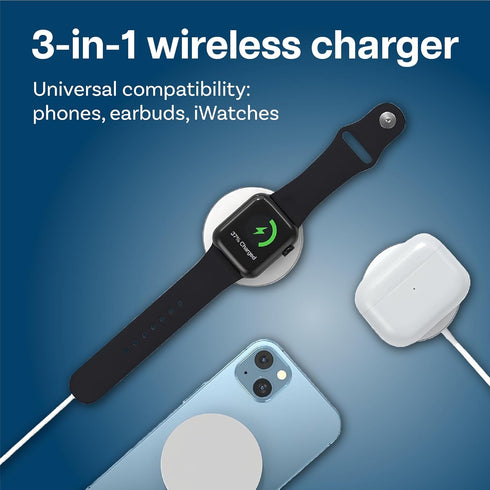 MMOBIEL Magnetic Wireless Charger 15W Compatible with MagSafe iPhone 15/14/13/12 Series, AirPods 3/2/Pro, Apple Watch All Series, Samsung Galaxy B...