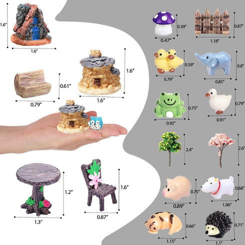 108 Pieces Miniatures Fairy Garden Accessories Outdoor, Fairy Garden Kit, Miniature Figurines, Fairy Garden Accessories, DIY Micro Landscape Ornam...