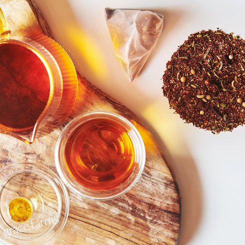Grace Farms ROOIBOS CHAI Herbal Tea (16 Pyramid Sachets) | Healthy and Caffeine Free | Organic, Fair Trade and Kosher Certified | Gives Back 100% ...