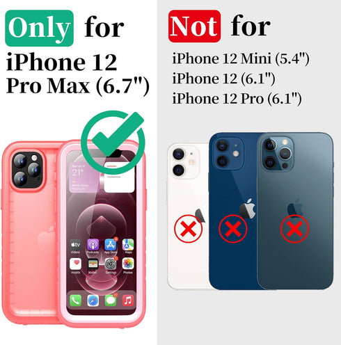 Cozycase Compatible with iPhone 12 Pro Max Case Waterproof, Built-in Screen Protector, Full Body Protective Cover, Shockproof Waterproof Case for ...