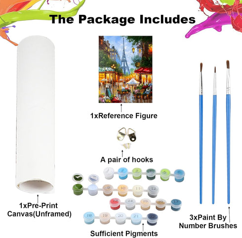 NEWENMO Paint by Numbers for Adults Street Landscape, Paint by Numbers Tower On Canvas without Frame, DIY Oil Painting Perfect for Beginner, Hobbi...