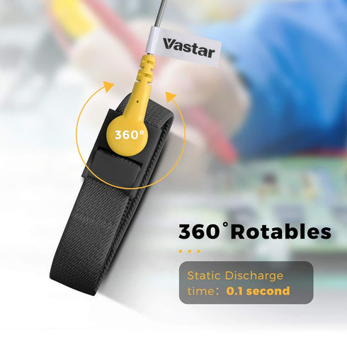 Vastar ESD Anti-Static Wrist Strap Components, Fabric Adjustable Wrist Strap with Grounding Wire, Alligator Clip, Black...