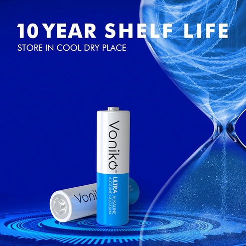 Voniko - Premium Grade AA Batteries -16 Pack- Alkaline Double A Battery - Ultra Long-Lasting, Leakproof 1.5v Batteries - 10-Year Shelf Life...