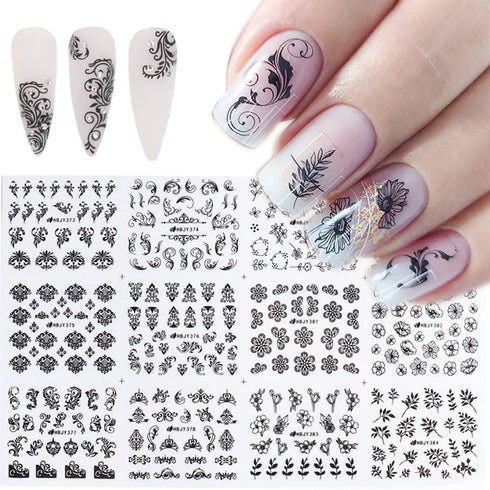 Flower Nail Art Sticker Black Lace Nail Stickers Decals Nail Art Supplies for Acrylic Nail 3D Self Adhesive Sexy Black Lace Flower Nail Design DIY...